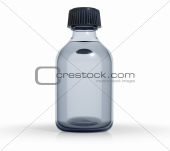 Medical bottle of blue-grey color glass