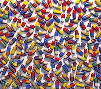 Colorful pills medical background