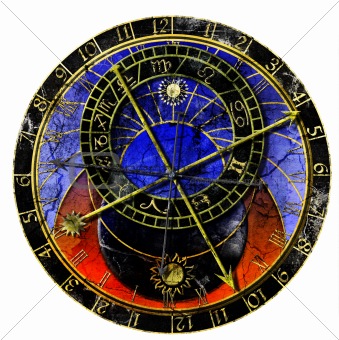 astronomical clock in grunge style