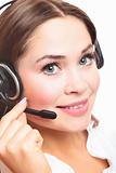 Pretty caucasian woman with headset