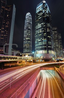 traffic through downtown in Hong kong
