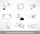 Set of vector banners held by man hand