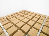 Arranged cardboard boxes