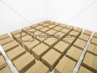 Arranged cardboard boxes