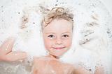 Girl in a bubble bath
