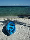 Kayak ashore on Caribbean beach