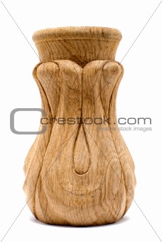 Wood carving vase