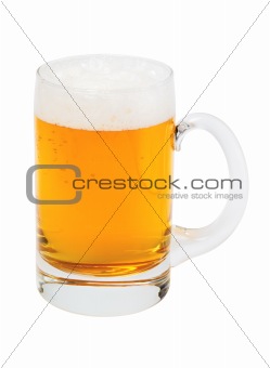 Fresh beer in a glass isolated on white background 