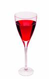 red wine in pink glass isolated on white background 