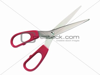 Red scissors isolated on the white background