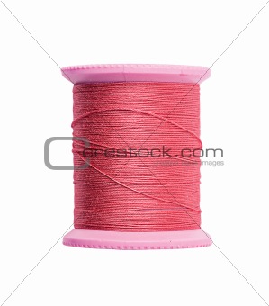 Bright red thread isolated on white