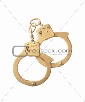 golden handcuffs isolated on white background