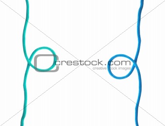Turquoise jute rope on white background