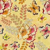 Yellow seamless floral pattern 