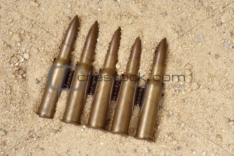 ammunition on the sand