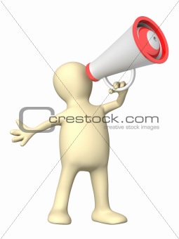 3d puppet with megaphone 