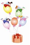 Fairies flying on balloons