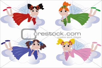 Icons :fairy flying on a clouds