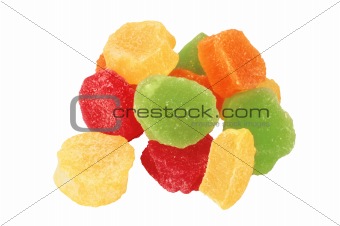 colored marmalade candy isolated on white