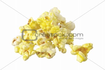 pop corn in caramel syrup isolated on white background