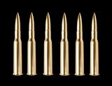 golden bullets isolated on black background