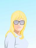 Blond girl with sunglasses.
