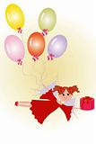 Fairy with gift and balloon.