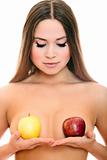 Beautiful naked woman with apples