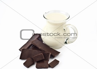 Dark chocolate and milk jug