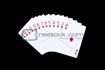 playing cards and isolated on black background