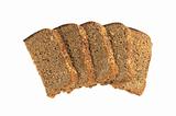 Slices of rye bread isolated on white