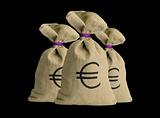 Money bags over black background