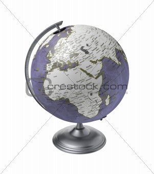 Vintage globe isolated on white