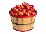 sweet red apples in basket isolated on white