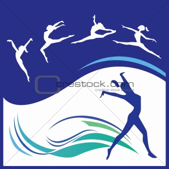 Silhouettes gymnasts