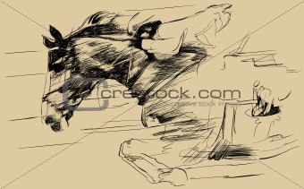  illustration of a jumping horse and jockey 