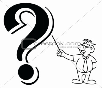 Vector illustration of a strip little man asking for question