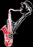 saxophonist on a black background