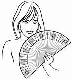 young asian woman with a fan 