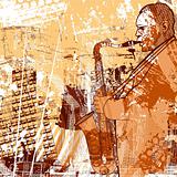saxophonist on a grunge background