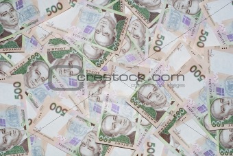 Heap of ukrainian money. 500 uah front.