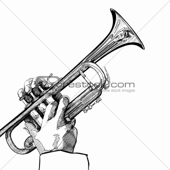trumpet on white background