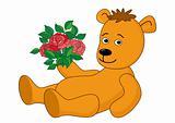 Teddy-bear with a bouquet of roses
