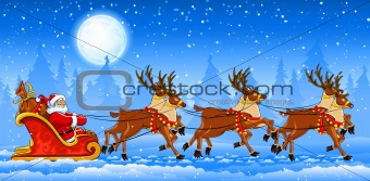 Christmas Santa Claus riding on sleigh
