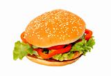 Delicious hamburger isolated on white background 