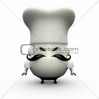 little 3d cartoon cook chef on a white background