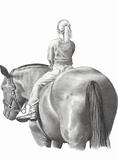 Freehand Pencil Drawing of Girl on Horse