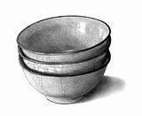Freehand Pencil Drawing of Three Bowls