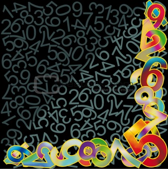 Abstract background with multicolor numbers signs