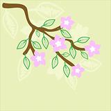 Abstract vector background with oriental cherry flowers branch